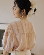 Antique Blouse like sugar- Pale Pink - atelier hibito