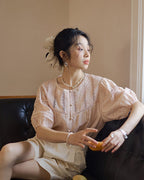Antique Blouse like sugar- Pale Pink - atelier hibito
