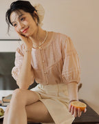 Antique Blouse like sugar- Pale Pink - atelier hibito