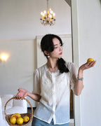 Back-ribbon Sheer Blouse - atelier hibito