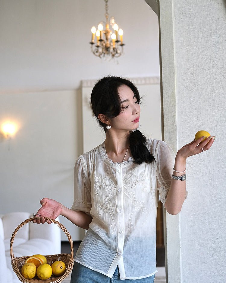 Back-ribbon Sheer Blouse - atelier hibito