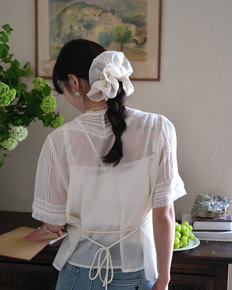 Back-ribbon Sheer Blouse - atelier hibito