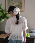 Back-ribbon Sheer Blouse - atelier hibito
