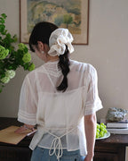 Back-ribbon Sheer Blouse - atelier hibito
