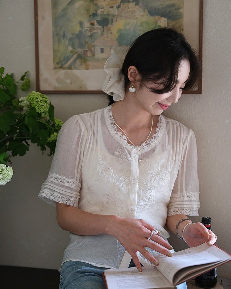 Back-ribbon Sheer Blouse - atelier hibito