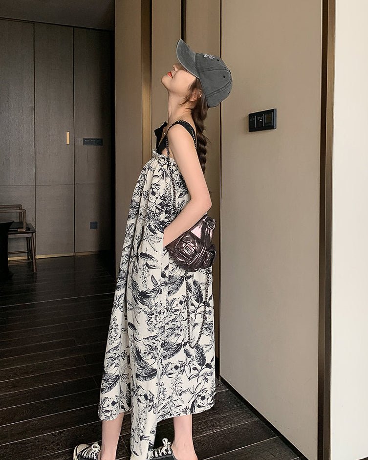 Black Ribbon Flare One-piece - atelier hibito