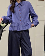 Checked Frill Blouse - atelier hibito