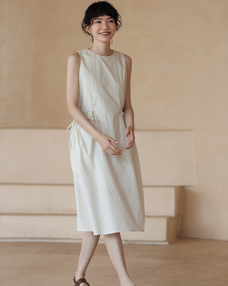 Cotton Stripe One-piece -with Pocket - atelier hibito