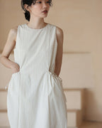 Cotton Stripe One-piece -with Pocket - atelier hibito