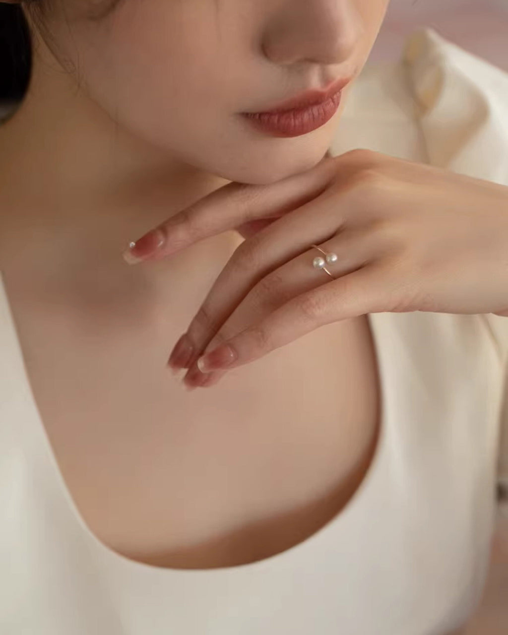 Double Pearl Gold Ring - atelier hibito