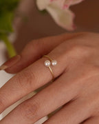 Double Pearl Gold Ring - atelier hibito