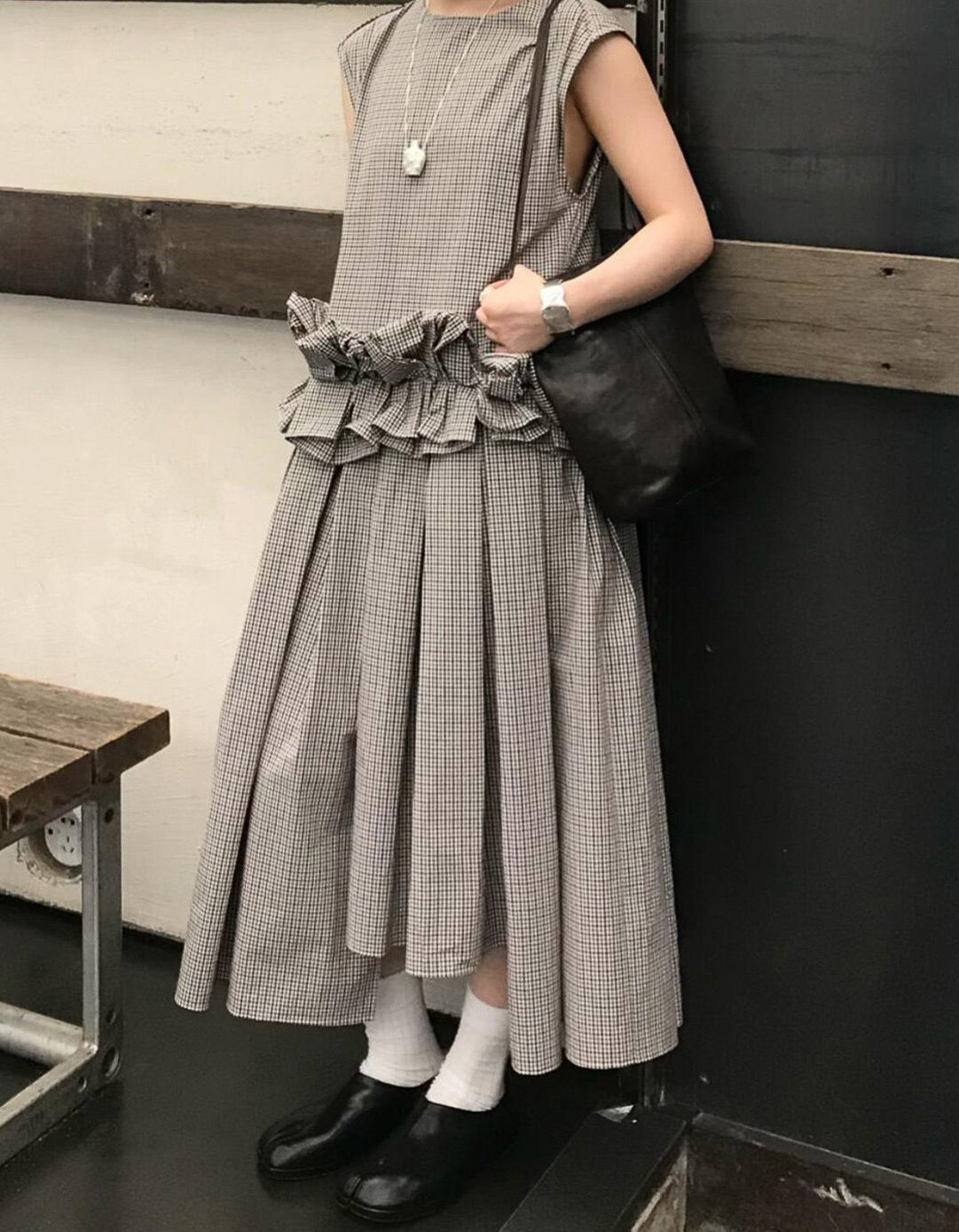 Frill Drape one-piece - atelier hibito