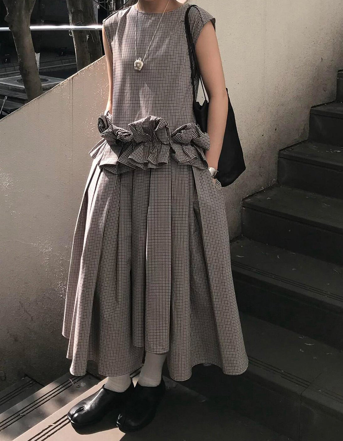 Frill Drape one-piece - atelier hibito