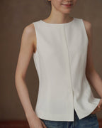 Front Slit Sleeveless Top - atelier hibito