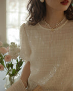 Glitter Puff Blouse - Ivory - atelier hibito