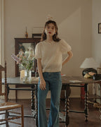 Glitter Puff Blouse - Ivory - atelier hibito