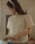 Glitter Puff Blouse - Ivory - atelier hibito