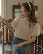 Glitter Puff Blouse - Ivory - atelier hibito