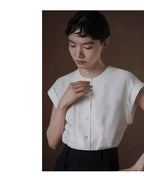 Linen-like Pintuck Blouse - atelier hibito