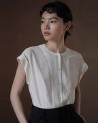 Linen-like Pintuck Blouse - atelier hibito