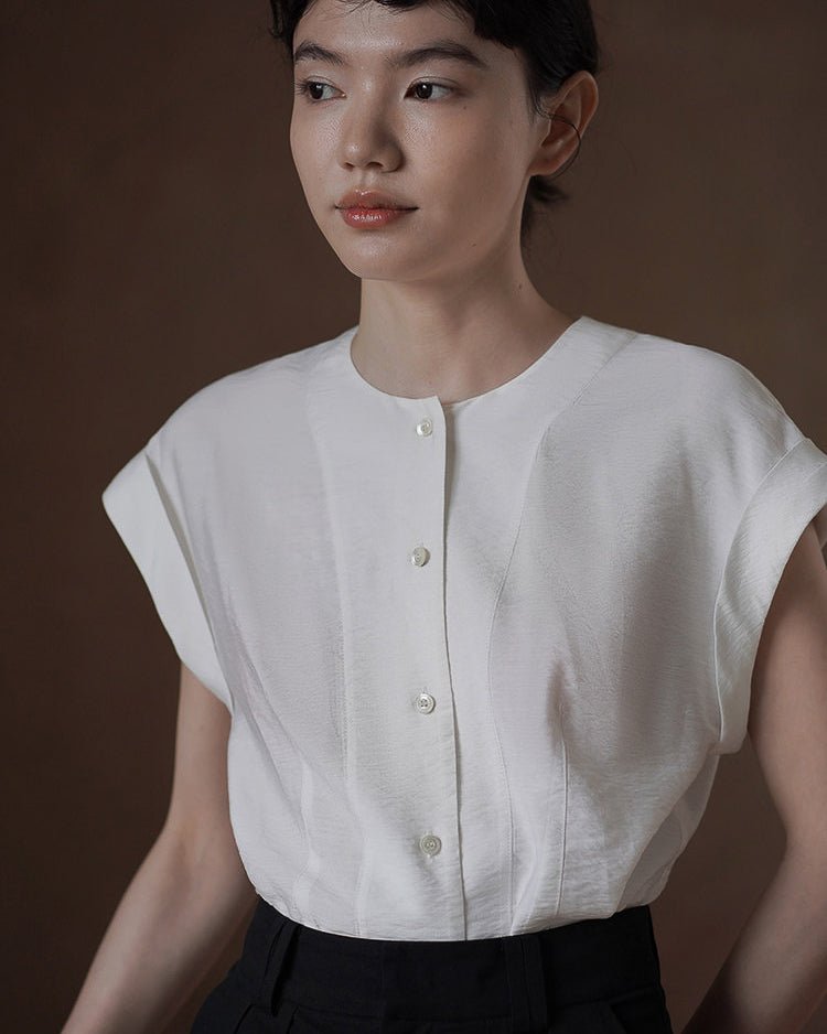 Linen-like Pintuck Blouse - atelier hibito