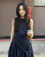 NonSleeve Cocoon one-piece - Navy - atelier hibito
