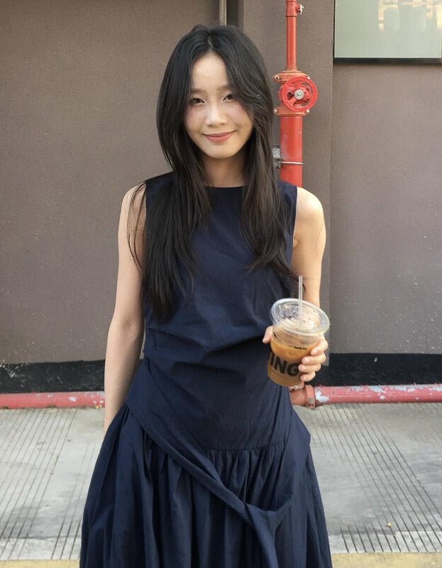 NonSleeve Cocoon one-piece - Navy - atelier hibito