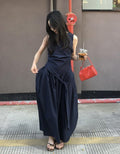 NonSleeve Cocoon one-piece - Navy - atelier hibito