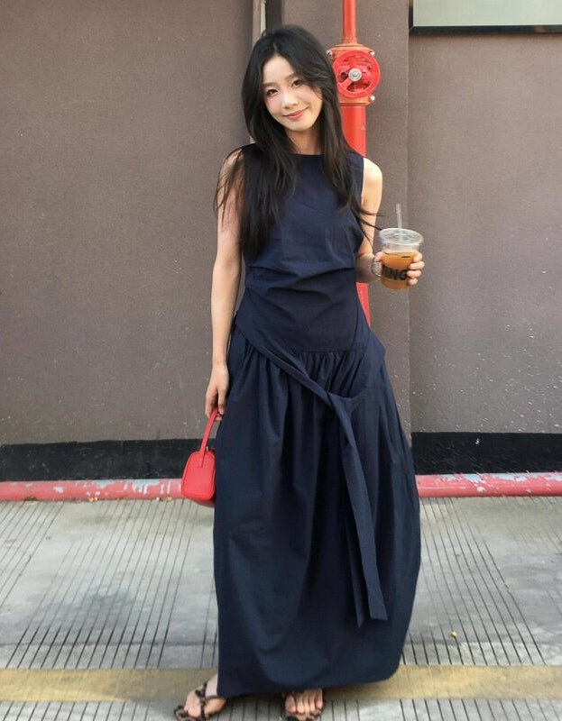 NonSleeve Cocoon one-piece - Navy - atelier hibito