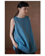 Ocean Blue Linen Top - atelier hibito