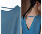 Ocean Blue Linen Top - atelier hibito