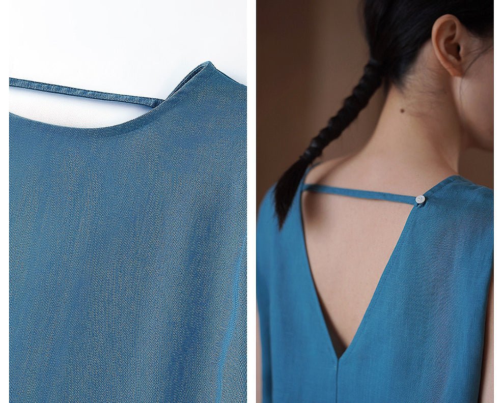 Ocean Blue Linen Top - atelier hibito