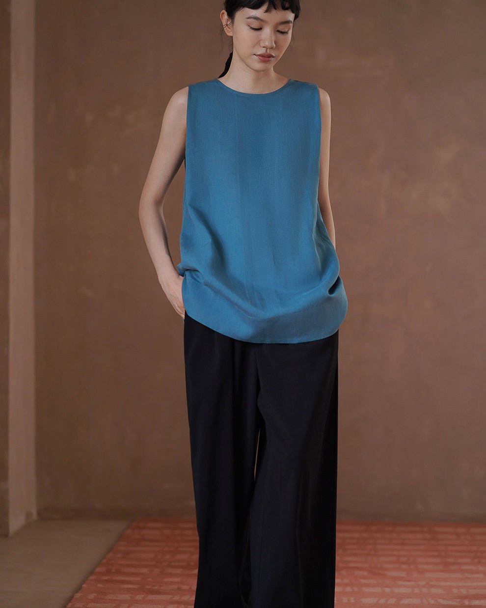 Ocean Blue Linen Top - atelier hibito