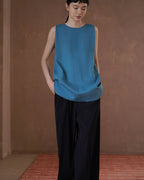 Ocean Blue Linen Top - atelier hibito