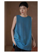 Ocean Blue Linen Top - atelier hibito