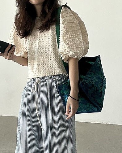 Puff Sleeve Blouse - Cream - atelier hibito