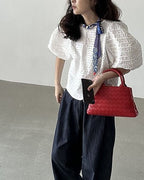 Puff Sleeve Blouse - White - atelier hibito
