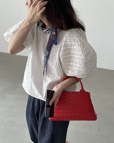 Puff Sleeve Blouse - White - atelier hibito