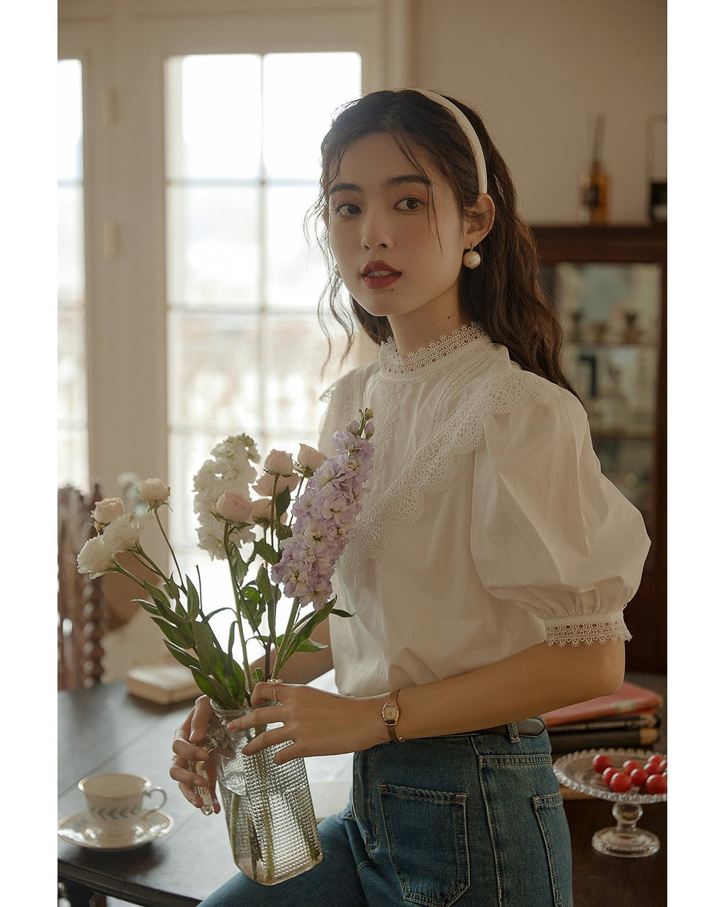 Puff Sleeve Lace Blouse - atelier hibito