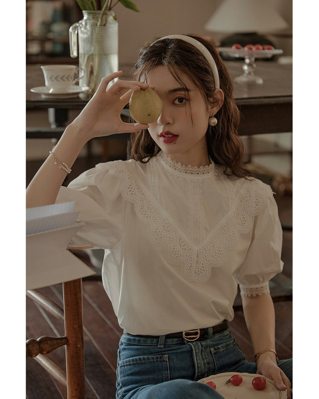 Puff Sleeve Lace Blouse - atelier hibito