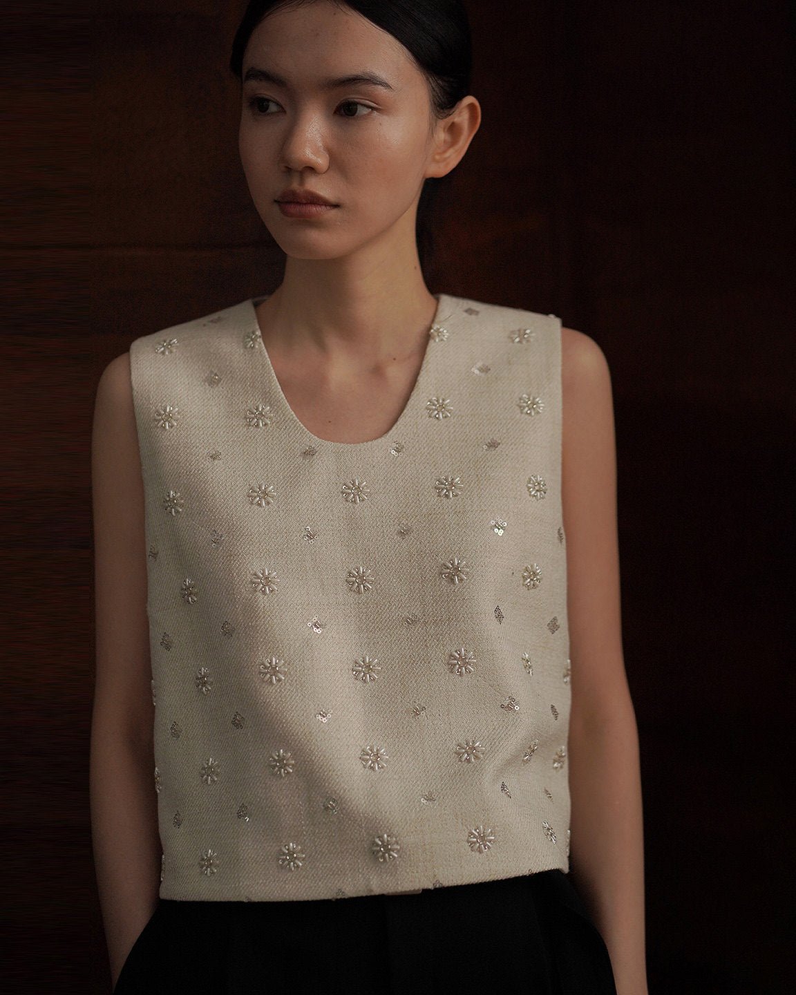 Sparkle Bead Tweed Top - atelier hibito