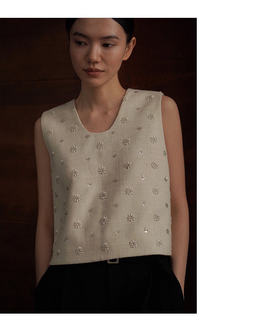 Sparkle Bead Tweed Top - atelier hibito