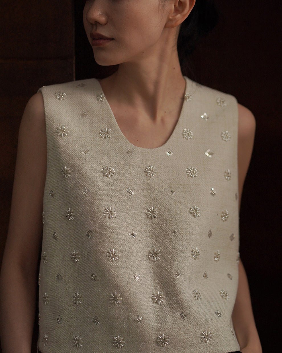 Sparkle Bead Tweed Top - atelier hibito