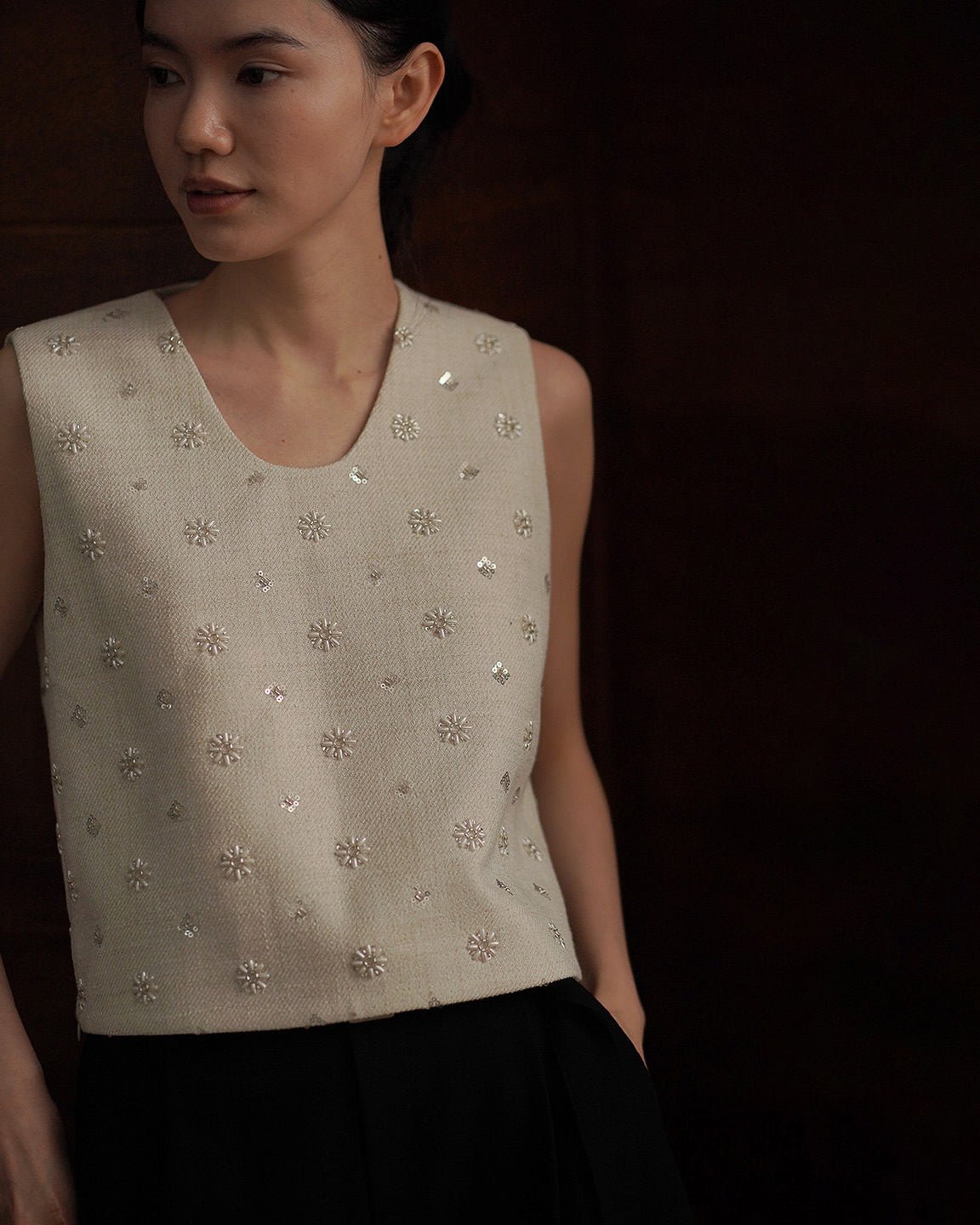 Sparkle Bead Tweed Top - atelier hibito