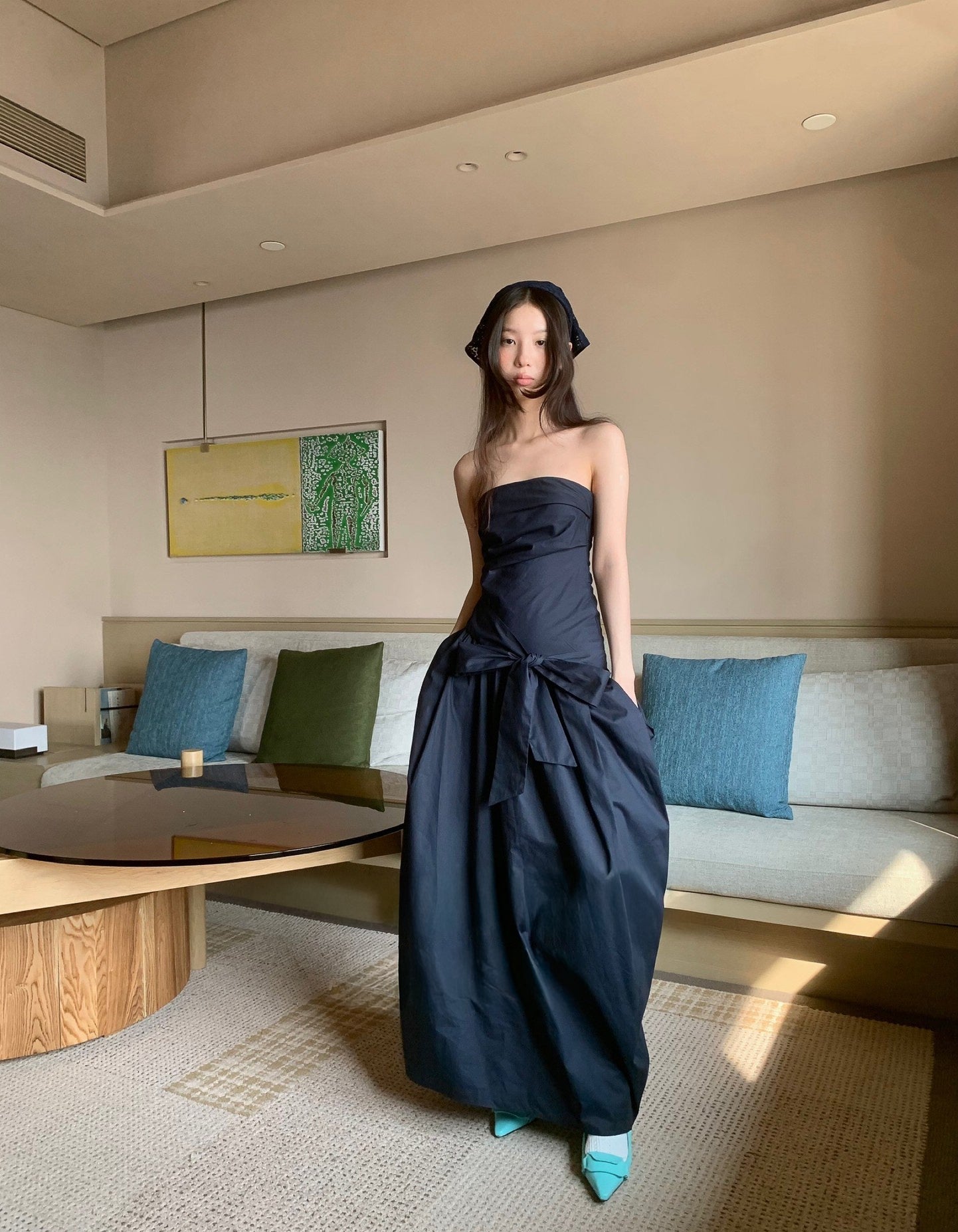 Strapless Cocoon one-piece - Black - atelier hibito