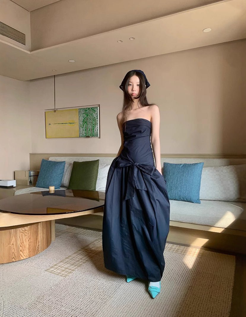 Strapless Cocoon one-piece - Black - atelier hibito