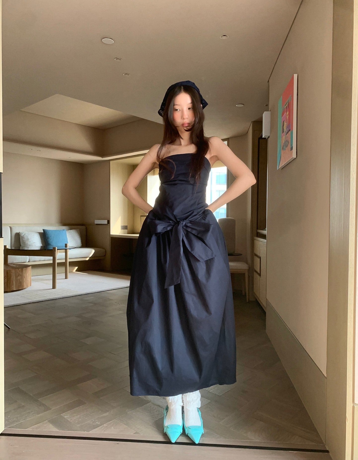 Strapless Cocoon one-piece - Black - atelier hibito