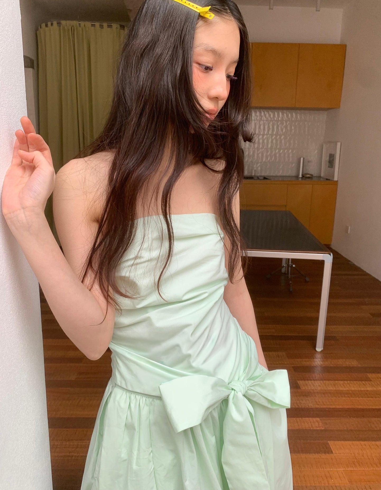 Strapless Cocoon one-piece- Mint - atelier hibito