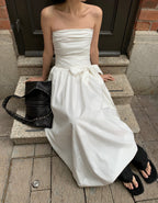 Strapless Cocoon one-piece - White - atelier hibito