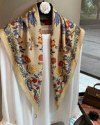 -THE Botanical- Flower Scarf - Beige - atelier hibito